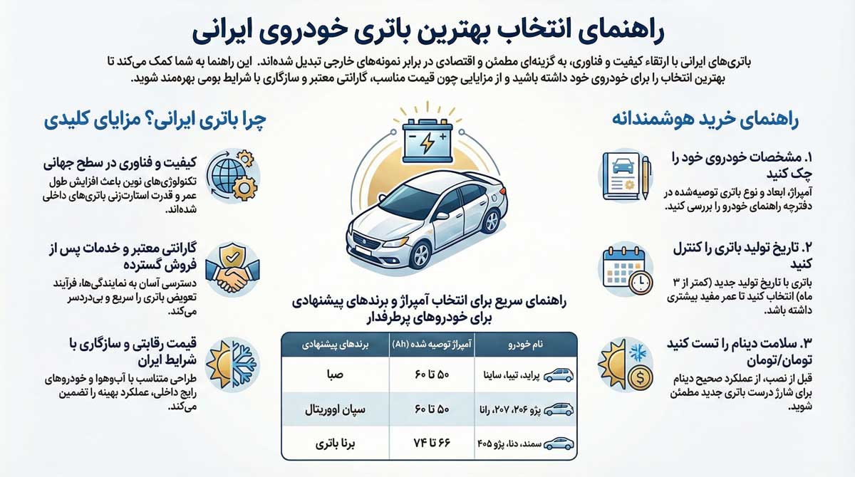 اینفوگرافی بهترین باتری ماشین ایرانی